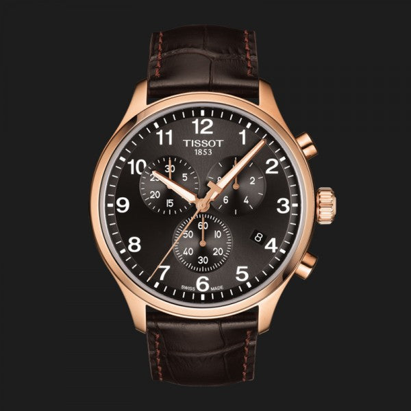 Shop Authentic Tissot Chrono XL Black Dial Brown Leather Strap Watch For Men - T116.617.36.057.01 - Luxxuri