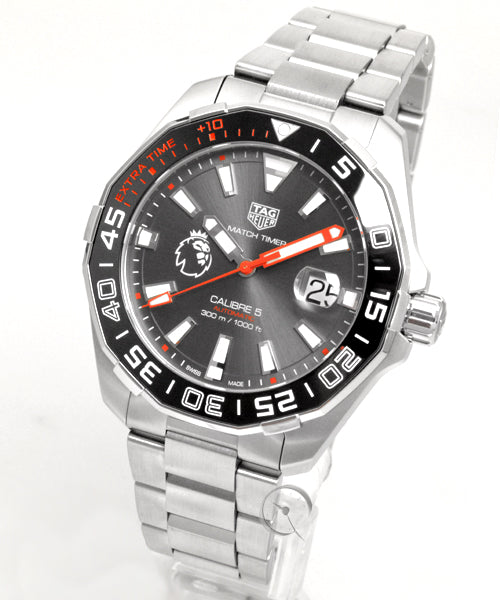 Shop Authentic Tag Heuer Aquaracer Calibre 5 Premiere League Edition Black Dial Silver Stainless Steel Watch for Men - WAY201D.BA0927 - Luxxuri
