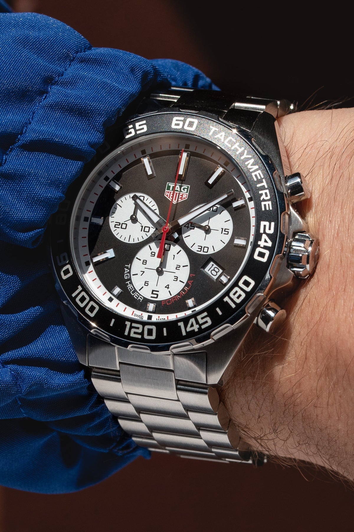 Shop Authentic Tag Heuer Formula 1 Chronograph Black Dial Silver Steel Strap Watch for Men - CAZ101E.BA0842 - Luxxuri