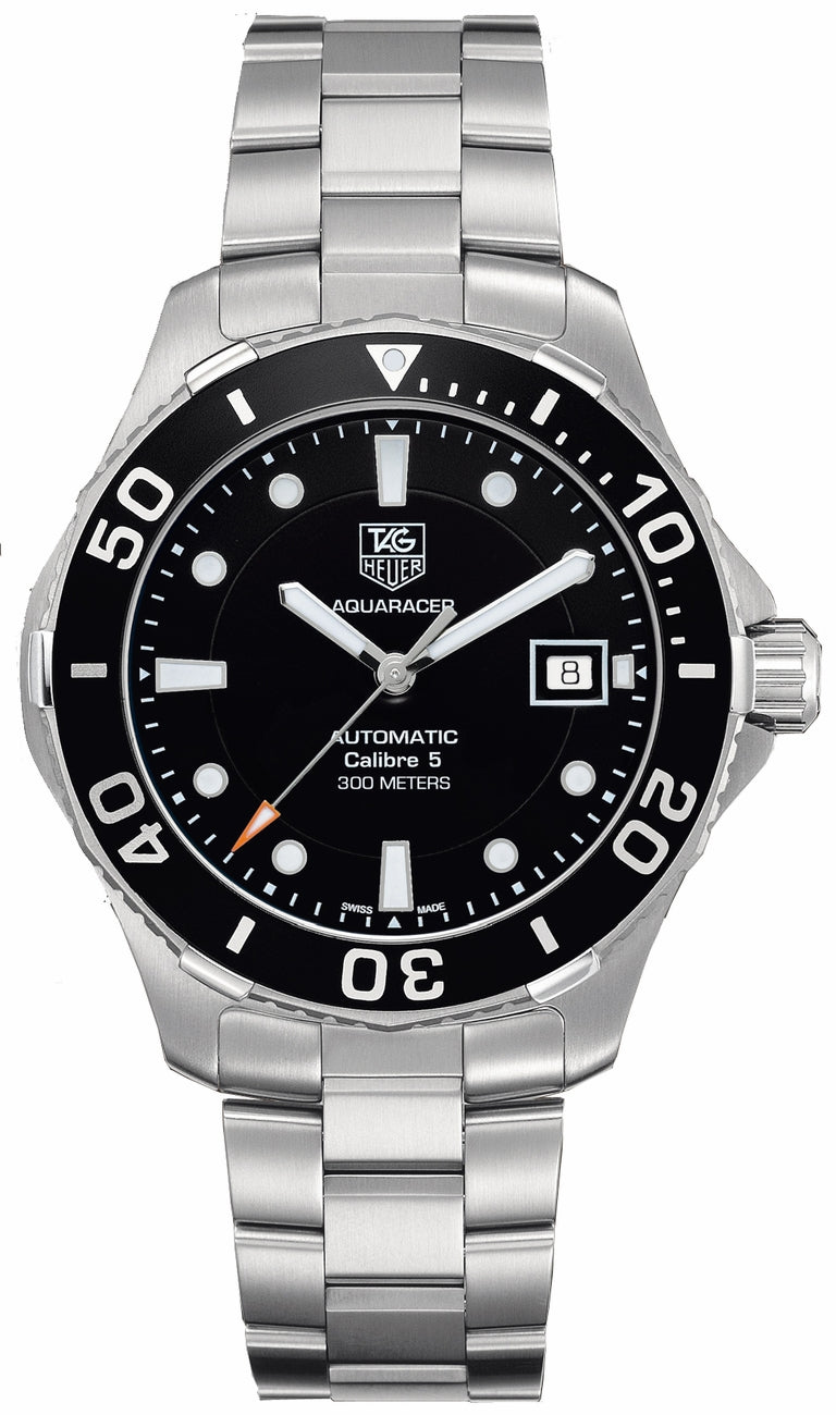 Shop Authentic Tag Heuer Aquaracer Automatic Caliber 5 Black Dial Silver Steel Strap Watch for Men - WAN2110.BA0822 - Luxxuri