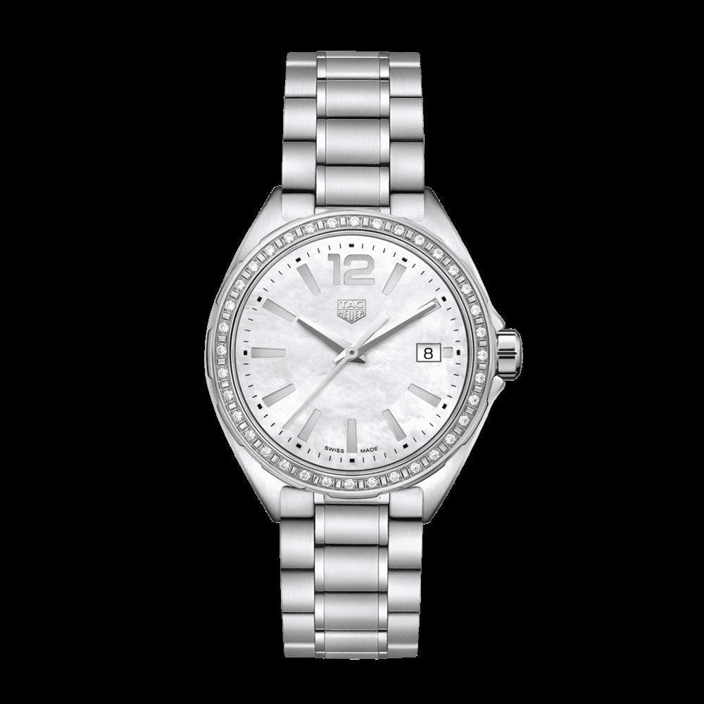Shop Authentic Tag Heuer Formula 1 Quartz Diamonds Mother of Pearl Dial Silver Steel Strap Watch for Women - WBJ131A.BA0666 - Luxxuri