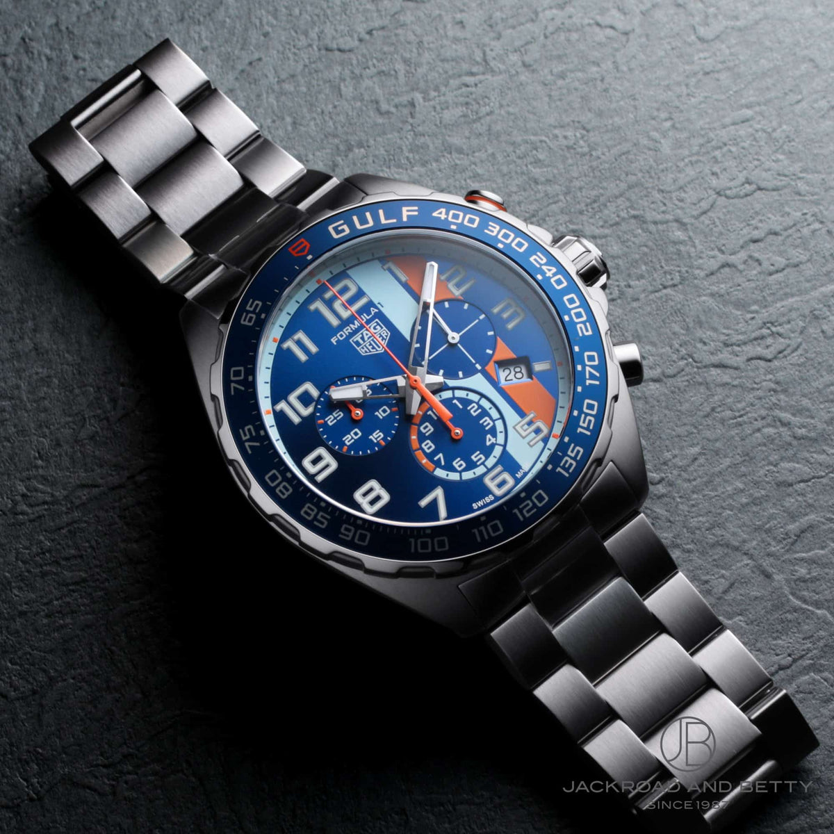 Shop Authentic Tag Heuer Formula 1 Gulf Edition Chronograph Blue Dial Silver Steel Strap Watch for Men - CAZ101AT.BA0842 - Luxxuri