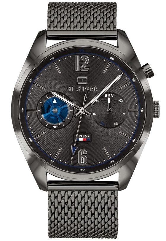 Shop Authentic Tommy Hilfiger Deacon Multifunction Black Dial Black Mesh Bracelet Watch for Men - 1791546 - Luxxuri