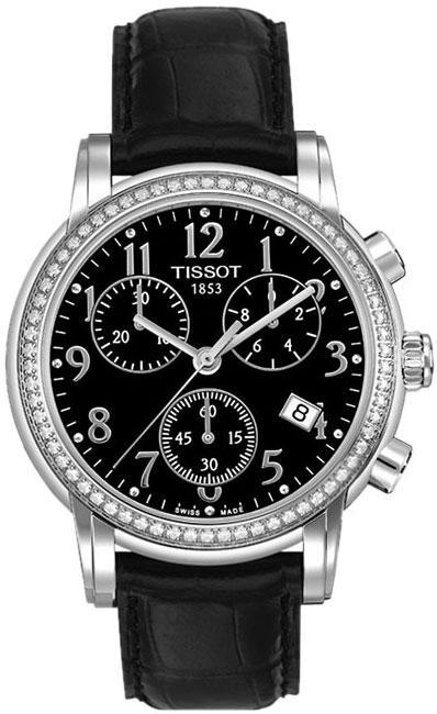 Shop Authentic Tissot Dressport Diamonds Black Dial Black Leather Strap Watch for Women - T050.217.16.057.01 - Luxxuri