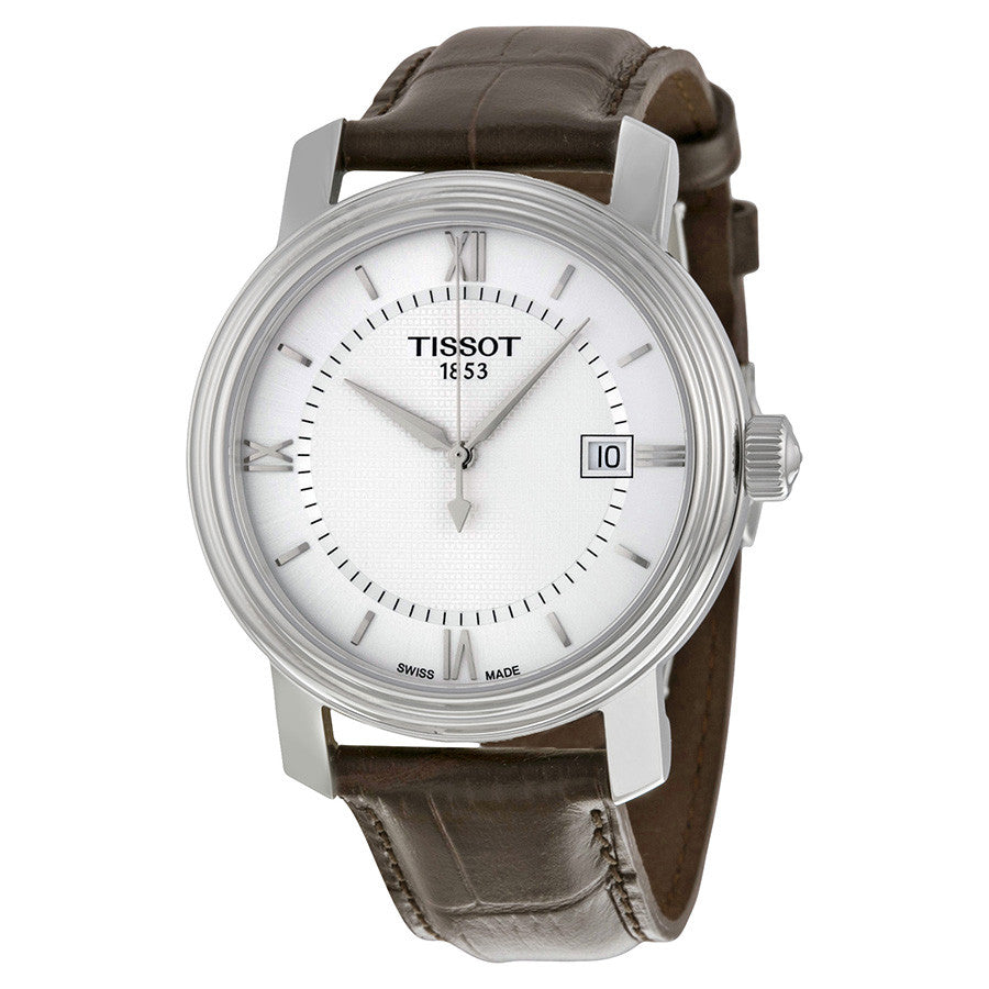Shop Authentic Tissot T Classic Bridgeport Silver Dial Brown Leather Strap Watch For Men - T097.410.16.038.00 - Luxxuri