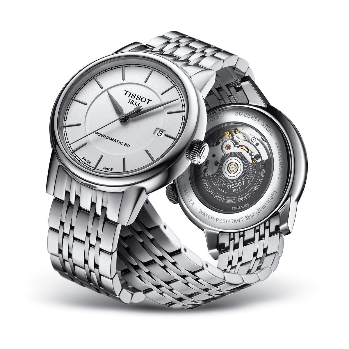 Shop Authentic Tissot T Classic Carson Premium Powermatic 80 White Dial Silver Steel Strap Watch For Men - T122.407.11.031.00 - Luxxuri
