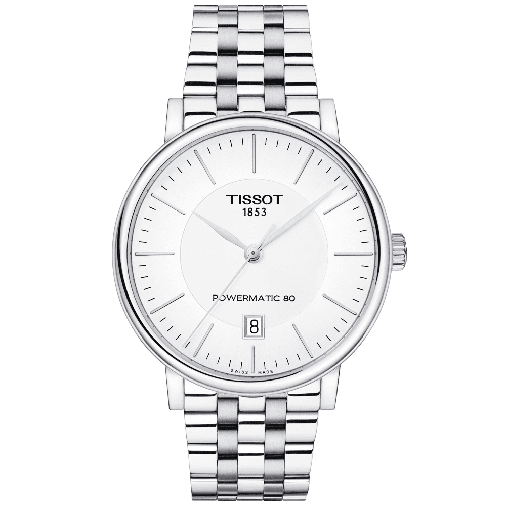 Shop Authentic Tissot T Classic Carson Premium Powermatic 80 White Dial Silver Steel Strap Watch For Men - T122.407.11.031.00 - Luxxuri