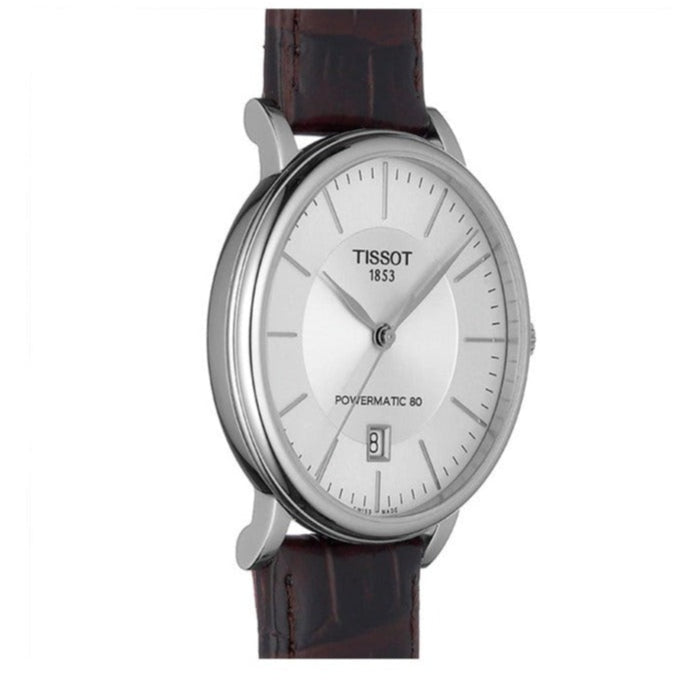 Shop Authentic Tissot T-Classic Powermatic 80 Silver Dial Brown Leather Strap Watch For Men - T122.407.16.031.00 - Luxxuri