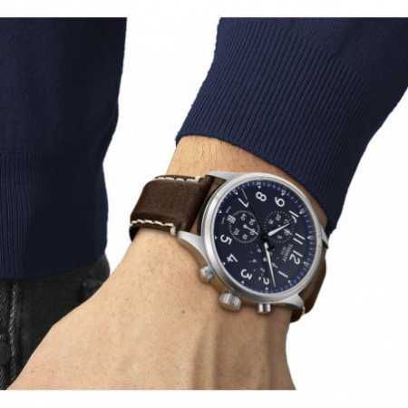 Shop Authentic Tissot Chrono XL Vintage Blue Dial Brown Leather Strap Watch For Men - T116.617.16.042.00 - Luxxuri