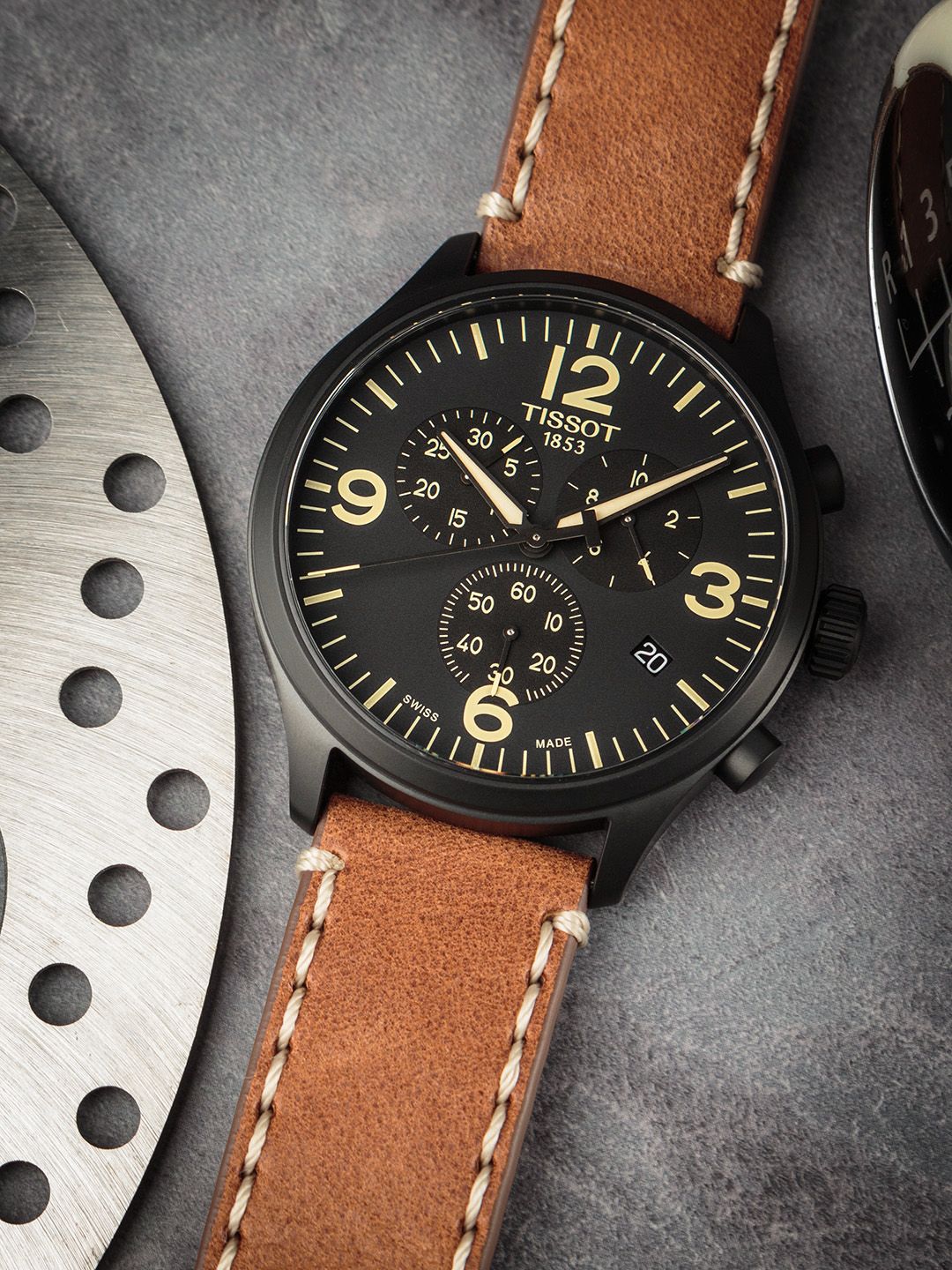 Shop Authentic Tissot Chrono XL Quartz Black Dial Brown Leather Strap Watch For Men - T116.617.36.052.03 - Luxxuri