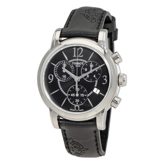 Shop Authentic Tissot Dressport Chronograph Black Dial Black Leather Strap Watch for Women - T050.217.17.057.00 - Luxxuri