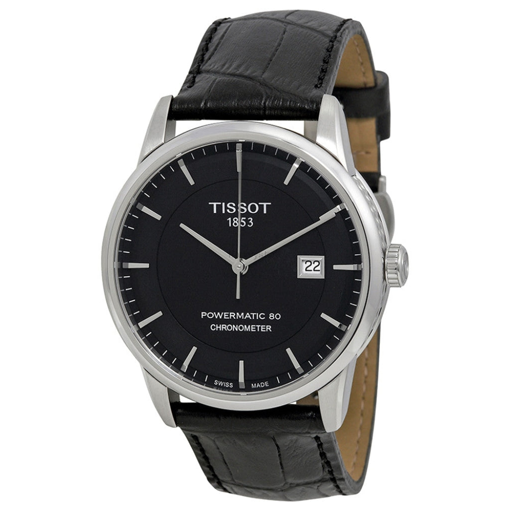 Shop Authentic Tissot T Classic Luxury Powermatic 80 Black Dial Black Leather Strap Watch For Men - T086.408.16.051.00 - Luxxuri