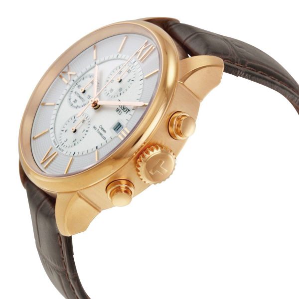 Shop Authentic Tissot Des Tourelles Chronograph Silver Dial Brown Leather Strap Watch For Men - T099.427.36.038.00 - Luxxuri