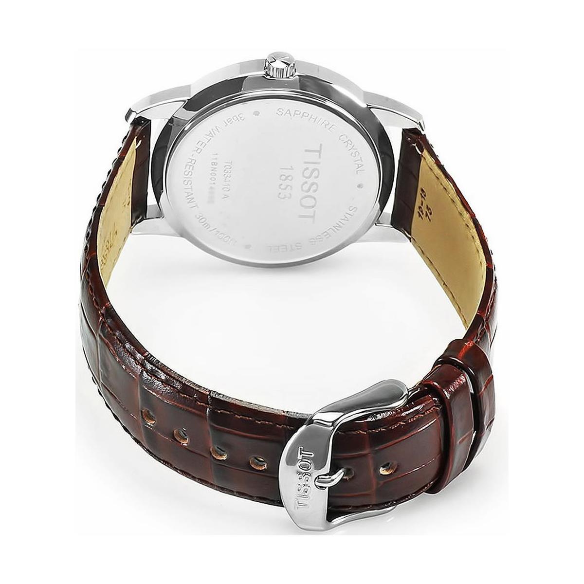Shop Authentic Tissot T Classic Dream White Dial Brown Leather Strap Watch for Men - T033.410.16.013.01 - Luxxuri