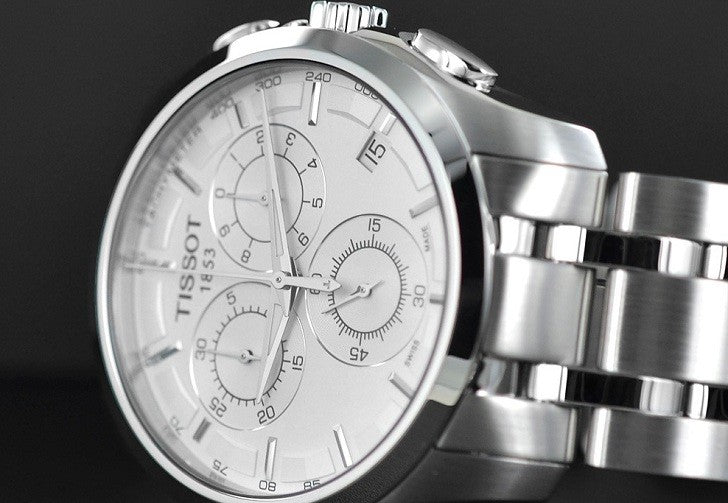 Shop Authentic Tissot T Classic Couturier Chronograph White Dial Silver Steel Strap Watch For Men - T101.617.11.031.00 - Luxxuri