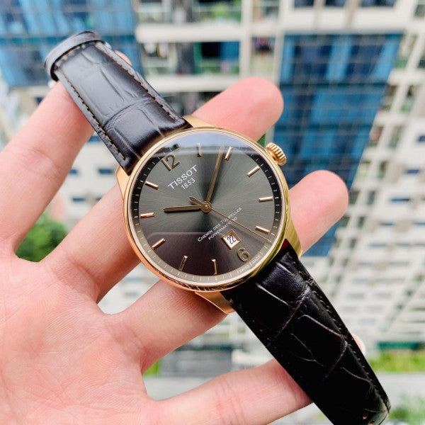 Shop Authentic Tissot T Classic Chemin Des Tourelles Powermatic 80 Brown Dial Brown Leather Strap Watch for Men - T099.407.36.447.00 - Luxxuri