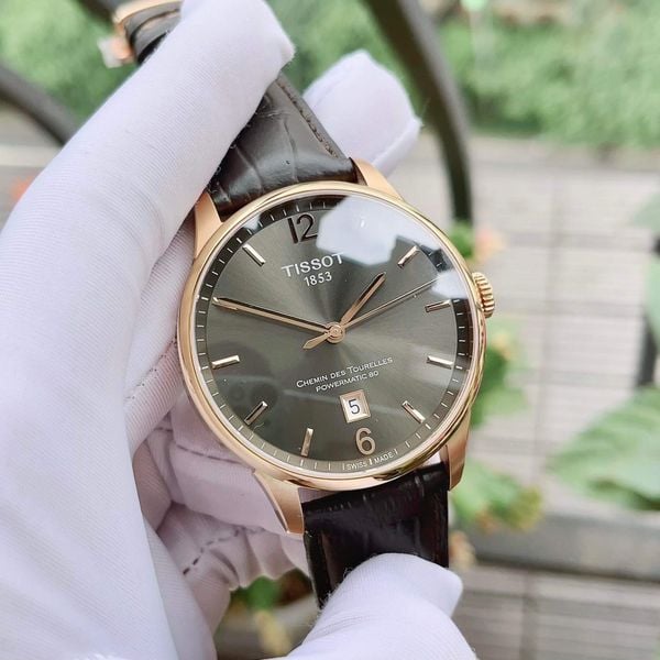 Shop Authentic Tissot T Classic Chemin Des Tourelles Powermatic 80 Brown Dial Brown Leather Strap Watch for Men - T099.407.36.447.00 - Luxxuri
