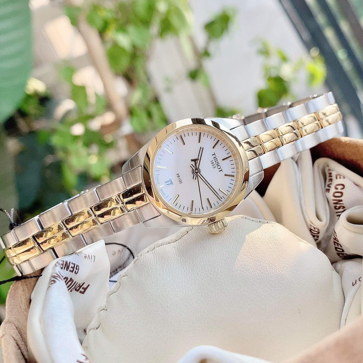Shop Authentic Tissot T Classic PR100 Mother of Pearl Dial Two Tone Steel Strap Watch for Women - T101.010.22.111.01 - Luxxuri