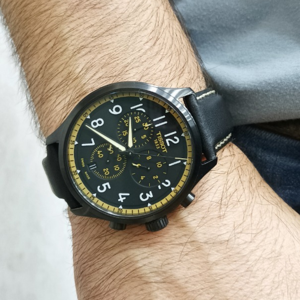 Shop Authentic Tissot Chrono XL Vintage Chronograph Black Dial Black Leather Strap Watch For Men - T116.617.36.052.02 - Luxxuri