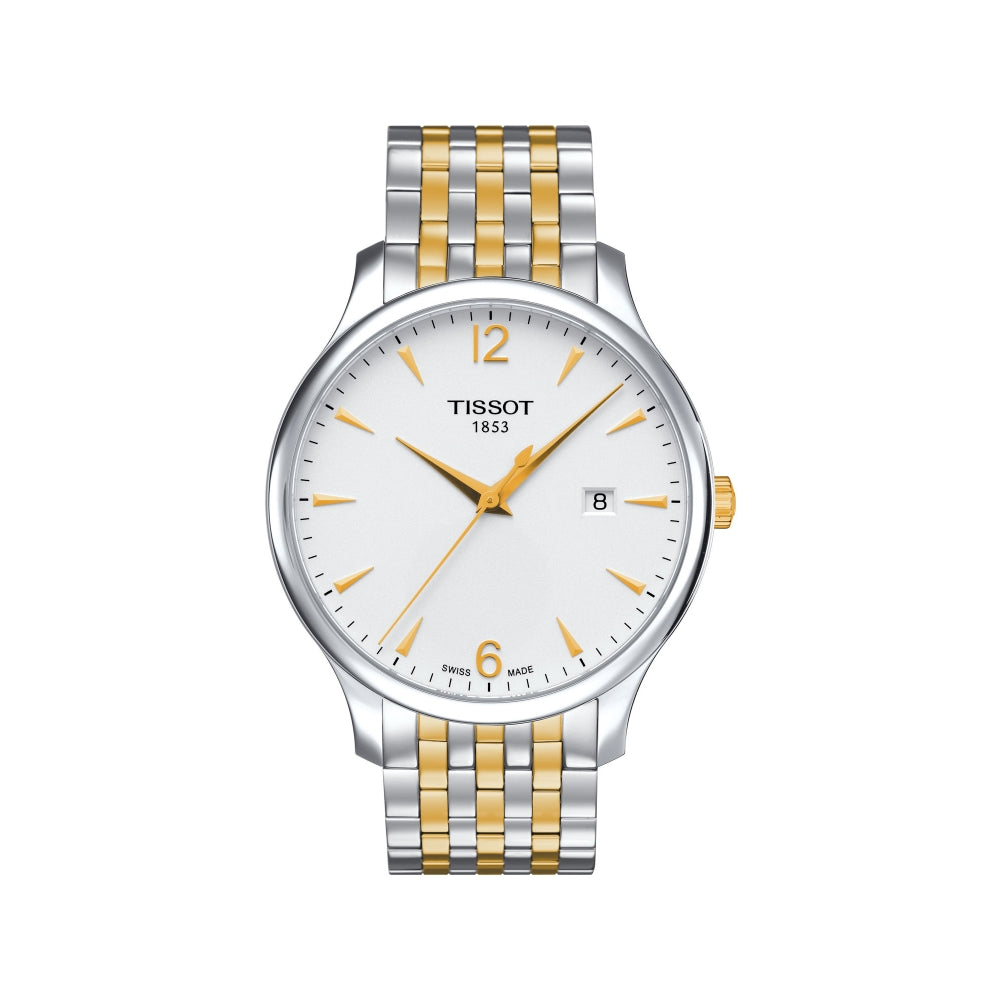 Shop Authentic Tissot T Classic Tradition White Dial Two Tone Mesh Bracelet Watch for Women - T063.210.22.037.00 - Luxxuri