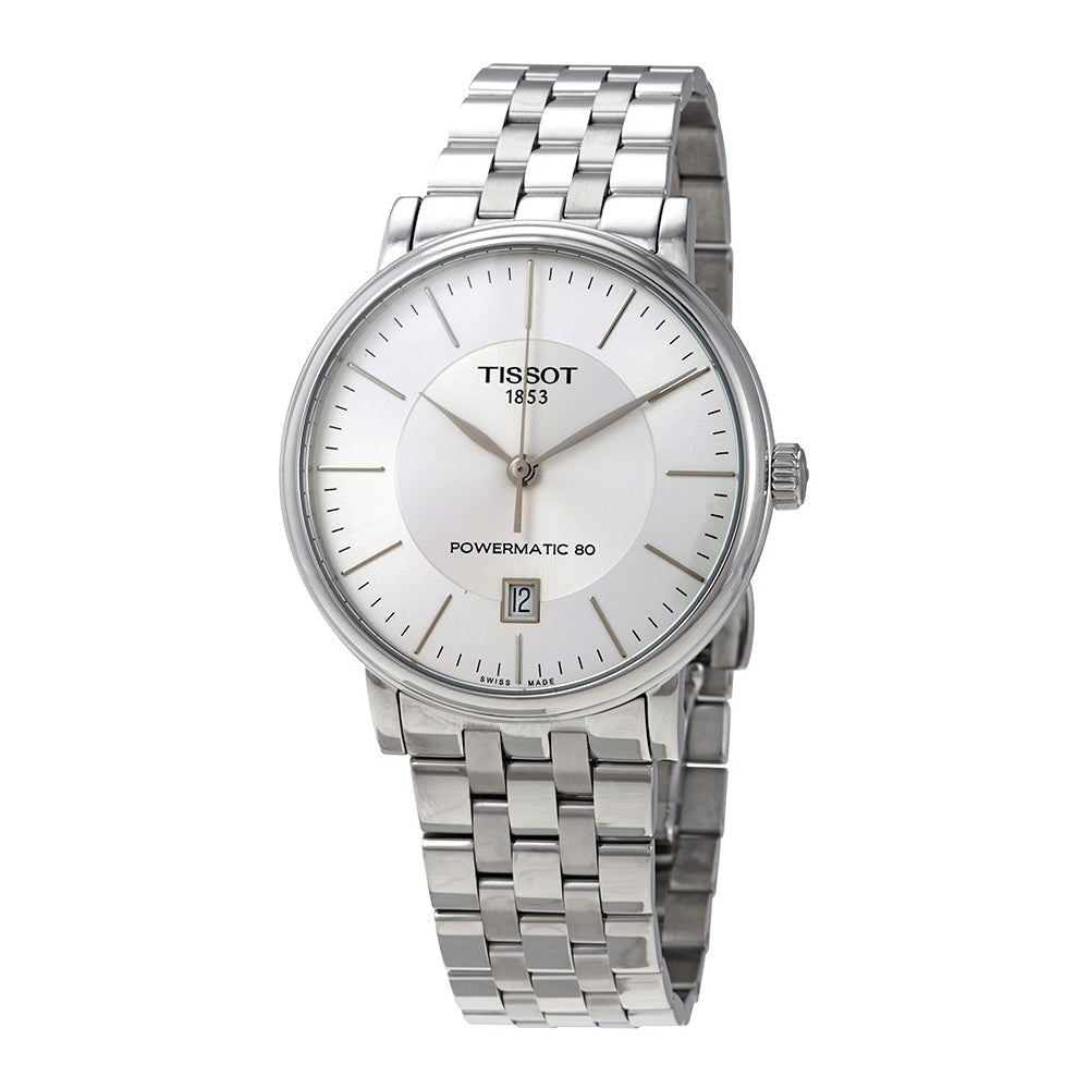 Shop Authentic Tissot T Classic Carson Premium Powermatic 80 White Dial Silver Steel Strap Watch For Men - T122.407.11.031.00 - Luxxuri