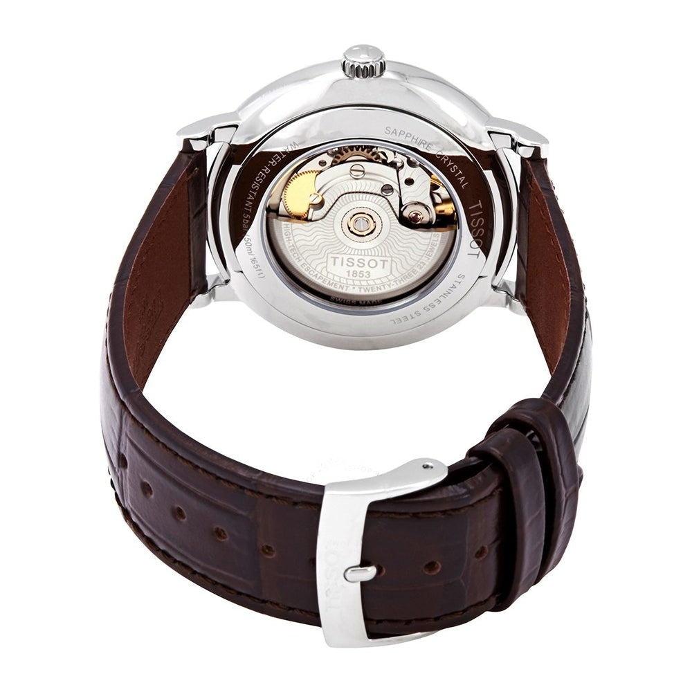 Shop Authentic Tissot T-Classic Powermatic 80 Silver Dial Brown Leather Strap Watch For Men - T122.407.16.031.00 - Luxxuri