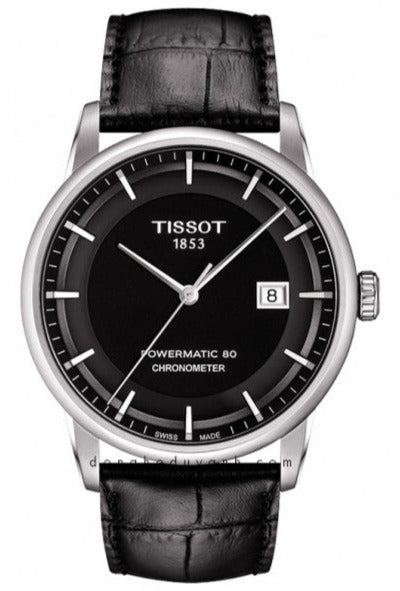 Shop Authentic Tissot T Classic Luxury Powermatic 80 Black Dial Black Leather Strap Watch For Men - T086.408.16.051.00 - Luxxuri