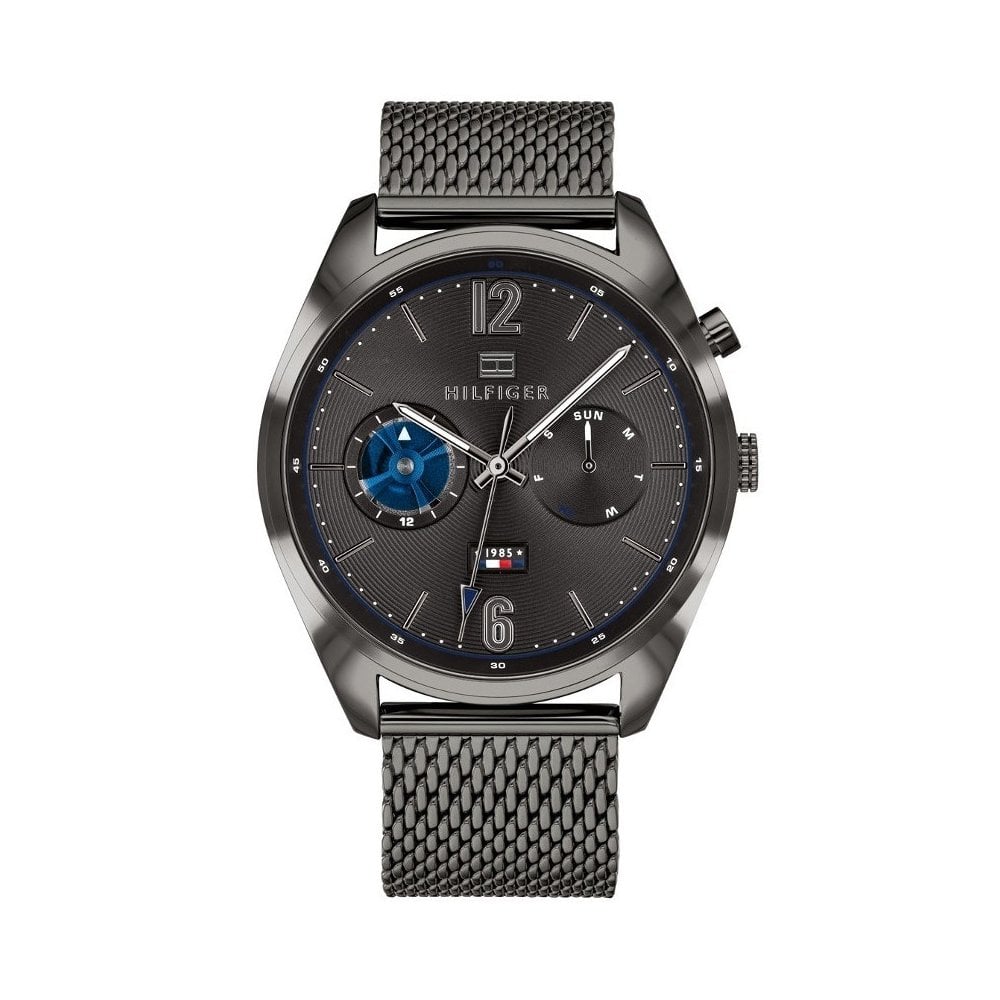 Shop Authentic Tommy Hilfiger Deacon Multifunction Black Dial Black Mesh Bracelet Watch for Men - 1791546 - Luxxuri