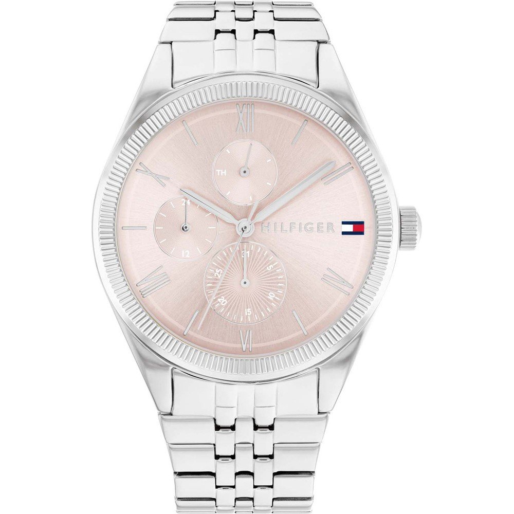 Shop Authentic Tommy Hilfiger Monica Multifunction Chronograph Pink Dial Silver Steel Strap Watch For Women - 1782590 - Luxxuri