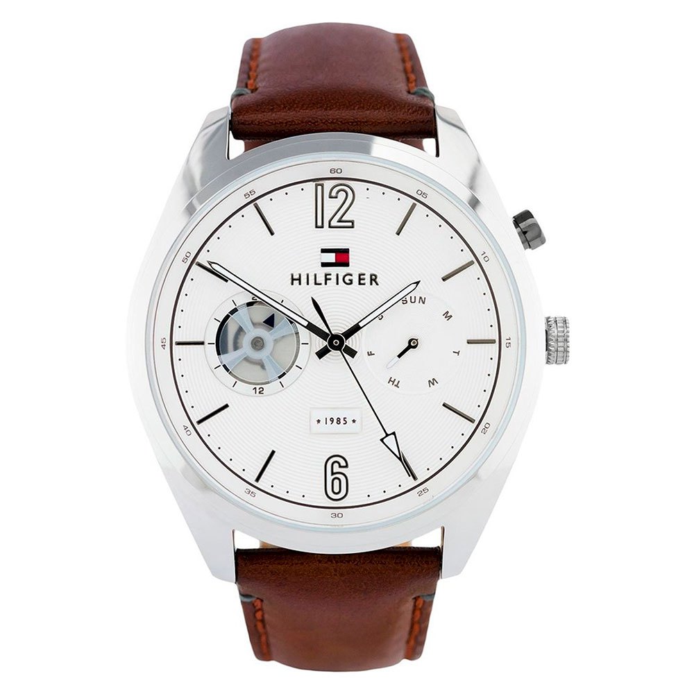 Shop Authentic Tommy Hilfiger Deacon White Dial Brown Leather Strap Watch for Men - 1791550 - Luxxuri