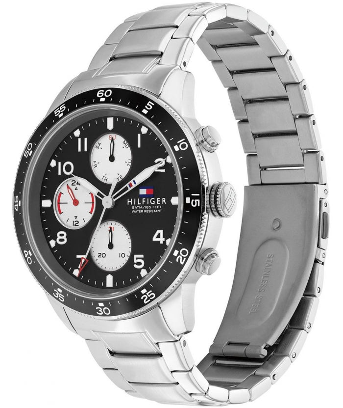 Shop Authentic Tommy Hilfiger Jimmy Multifunction Black Dial Silver Steel Strap Watch For Men - 1791950 - Luxxuri