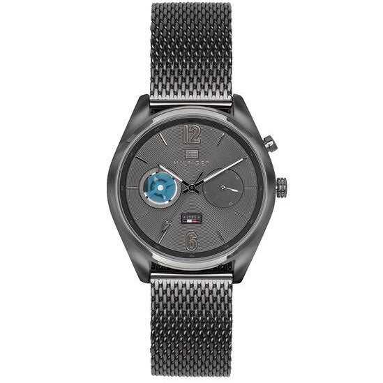 Shop Authentic Tommy Hilfiger Deacon Multifunction Black Dial Black Mesh Bracelet Watch for Men - 1791546 - Luxxuri