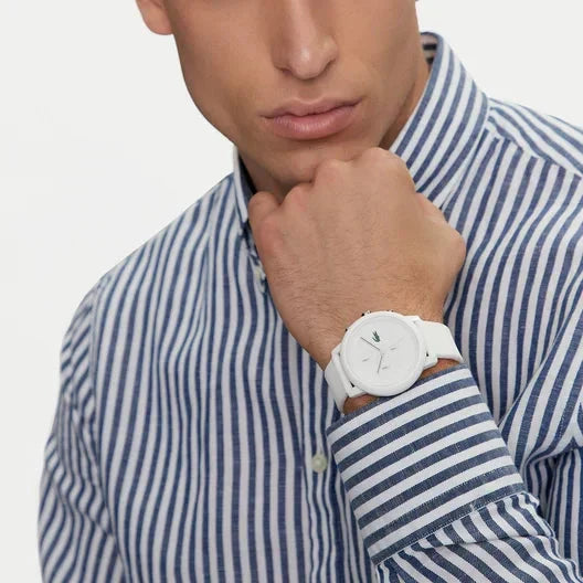 Lacoste 12.12 Chronograph White Dial White Silicon Strap Watch for Men - 2011246