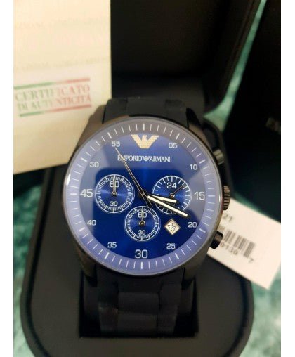 Shop Authentic Emporio Armani Sportivo Chronograph Blue Dial Black Strap Watch For Men - AR5921 - Luxxuri