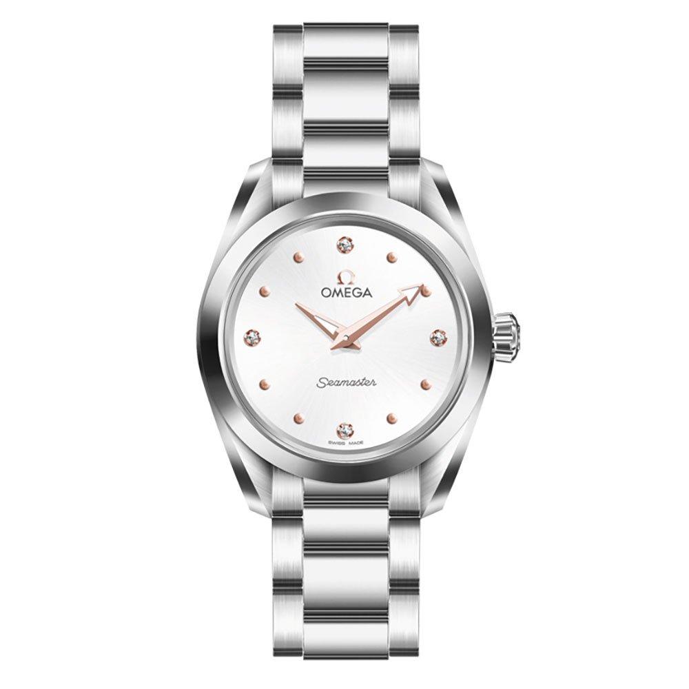 Shop Authentic Omega Seamaster Aqua Terra Quartz Diamond Silver Dial Silver Steel Strap Watch for Women - 220.10.28.60.54.001 - Luxxuri