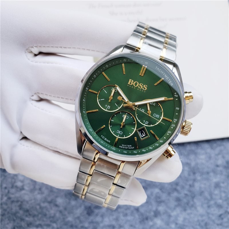 Shop Authentic Hugo Boss Champion Green Dial Silver Steel Strap Watch for Men - 1513878 - Luxxuri