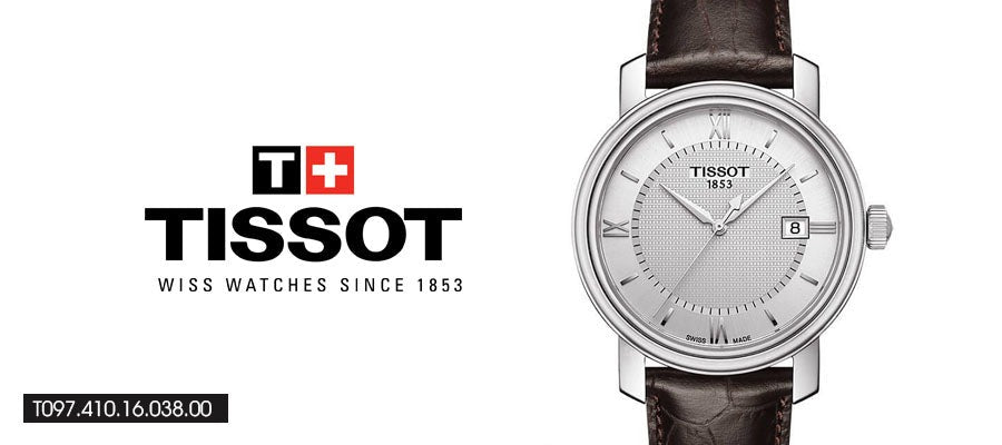 Shop Authentic Tissot T Classic Bridgeport Silver Dial Brown Leather Strap Watch For Men - T097.410.16.038.00 - Luxxuri