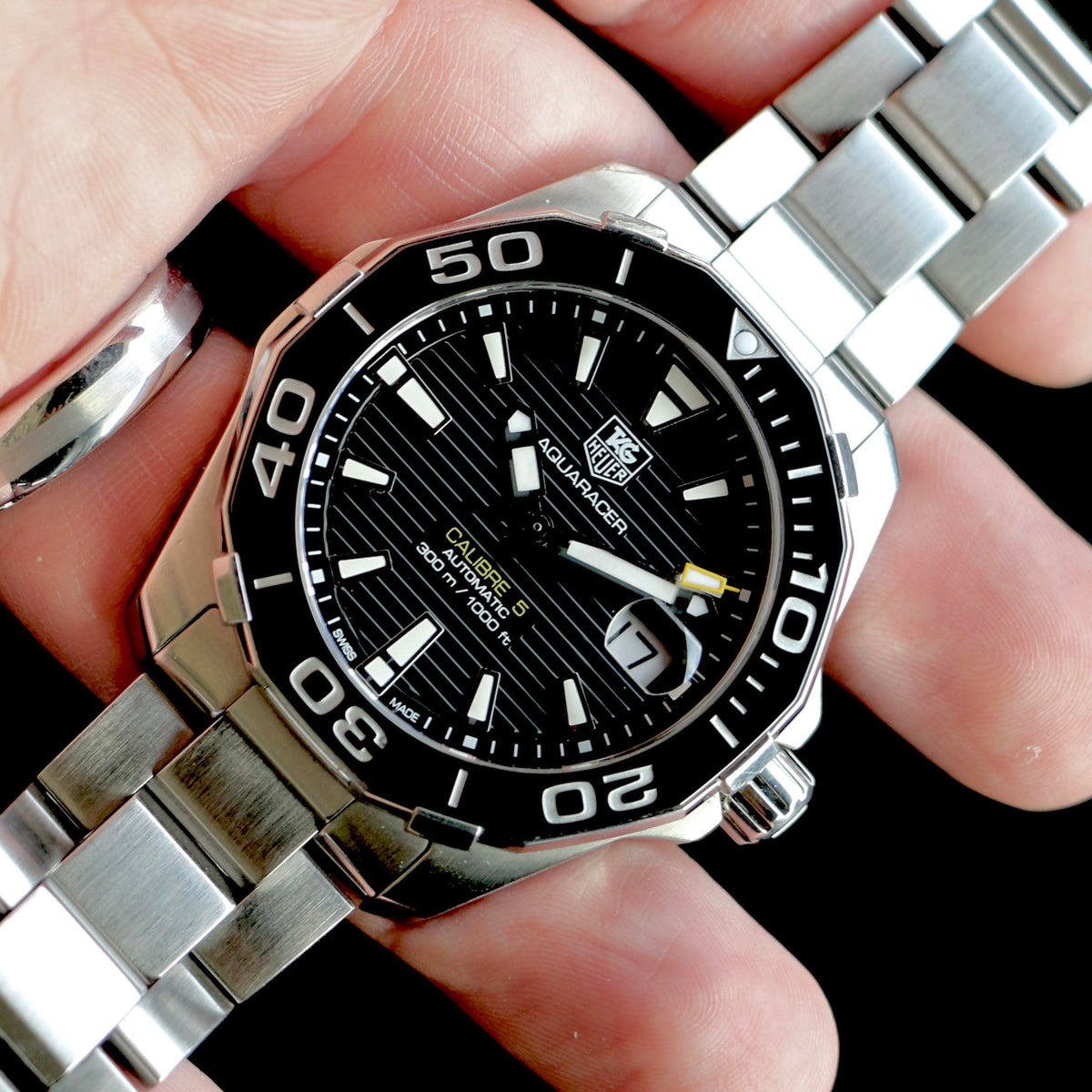 Shop Authentic Tag Heuer Aquaracer Black Dial Watch for Men - WAY211A.BA0928 - Luxxuri