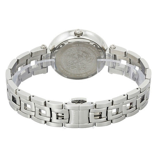 Versace Crystal Gleam Guilloche Black Dial Silver Steel Strap Watch for Women - VAN030016