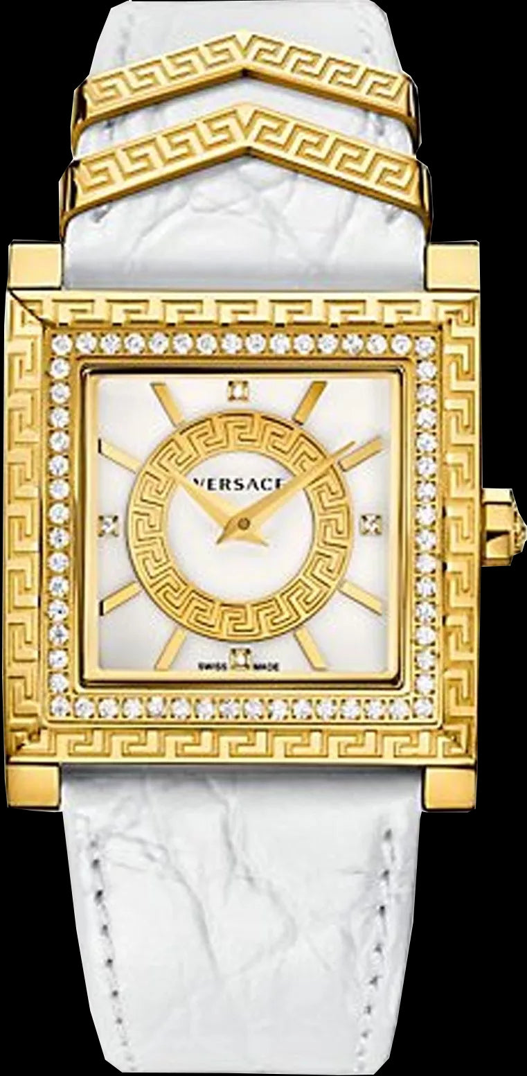 Shop Authentic Versace DV25 Diamonds White Dial White Leather Strap Watch For Women - VQF060015 - Luxxuri