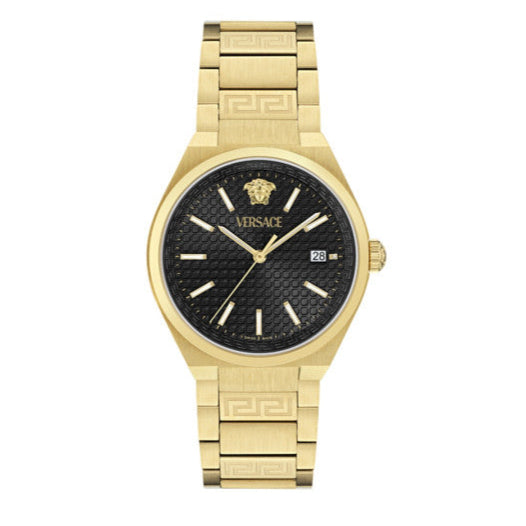Shop Authentic Versace V-Auria Quartz Black Dial Gold Steel Strap Watch for Men - VE0F00525 - Luxxuri