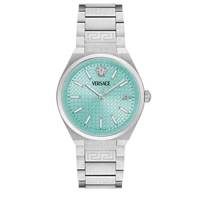 Shop Authentic Versace V-Auria Quartz Turquoise Dial Silver Steel Strap Watch for Women - VE0F00225 - Luxxuri