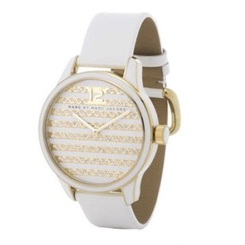 Shop Authentic Marc Jacobs Lidia Stripe White Dial White Leather Strap Watch for Women - MBM1164 - Luxxuri
