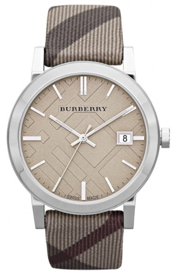 Shop Authentic Burberry The City Beige Dial Chequered Brown Leather Strap Watch for Women - BU9029 - Luxxuri