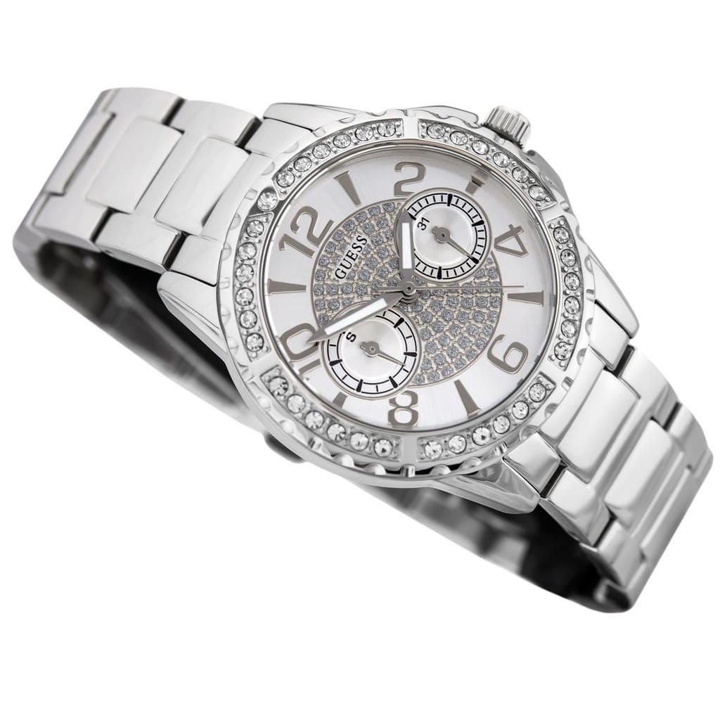 Shop Authentic Guess Sassy Multifunction Quartz Silver Dial Silver Steel Strap Watch For Women - W0705L1 - Luxxuri