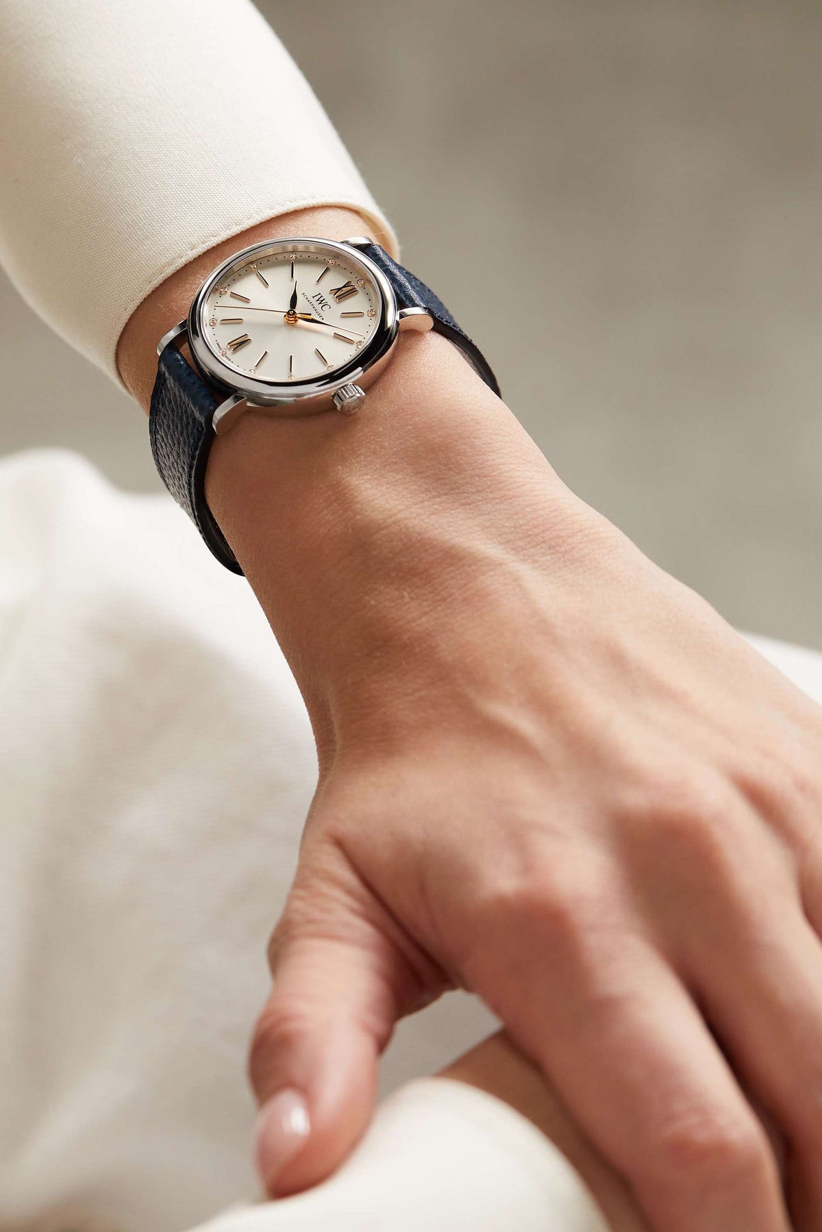 Shop Authentic IWC Portofino Automatic Silver Dial Blue Leather Strap Watch for Women - IW357411 - Luxxuri