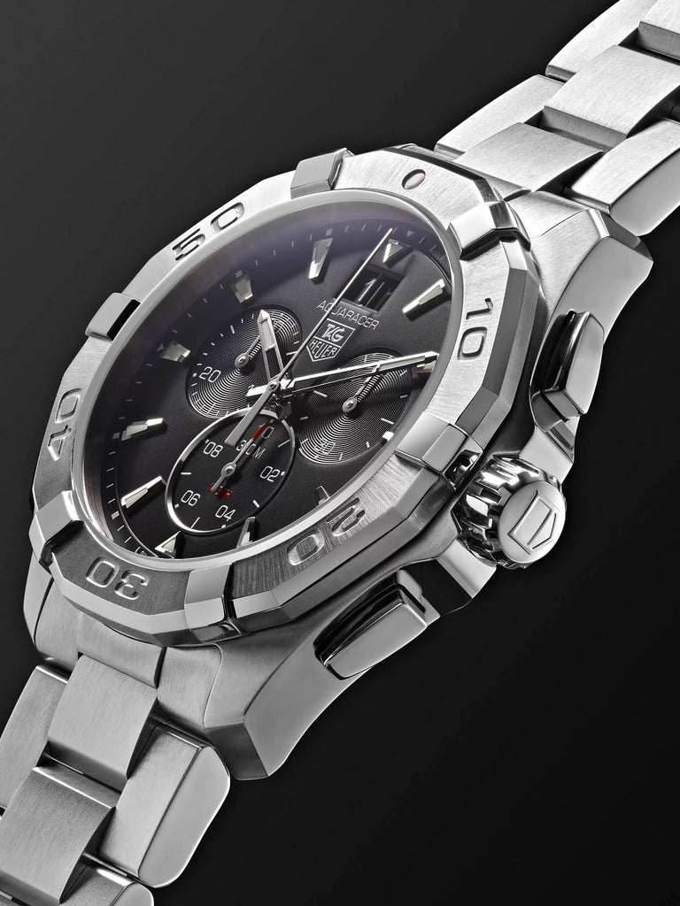 Shop Authentic Tag Heuer Aquaracer Chronograph Black Dial Silver Steel Strap Watch for Men - CAY1110.BA0927 - Luxxuri