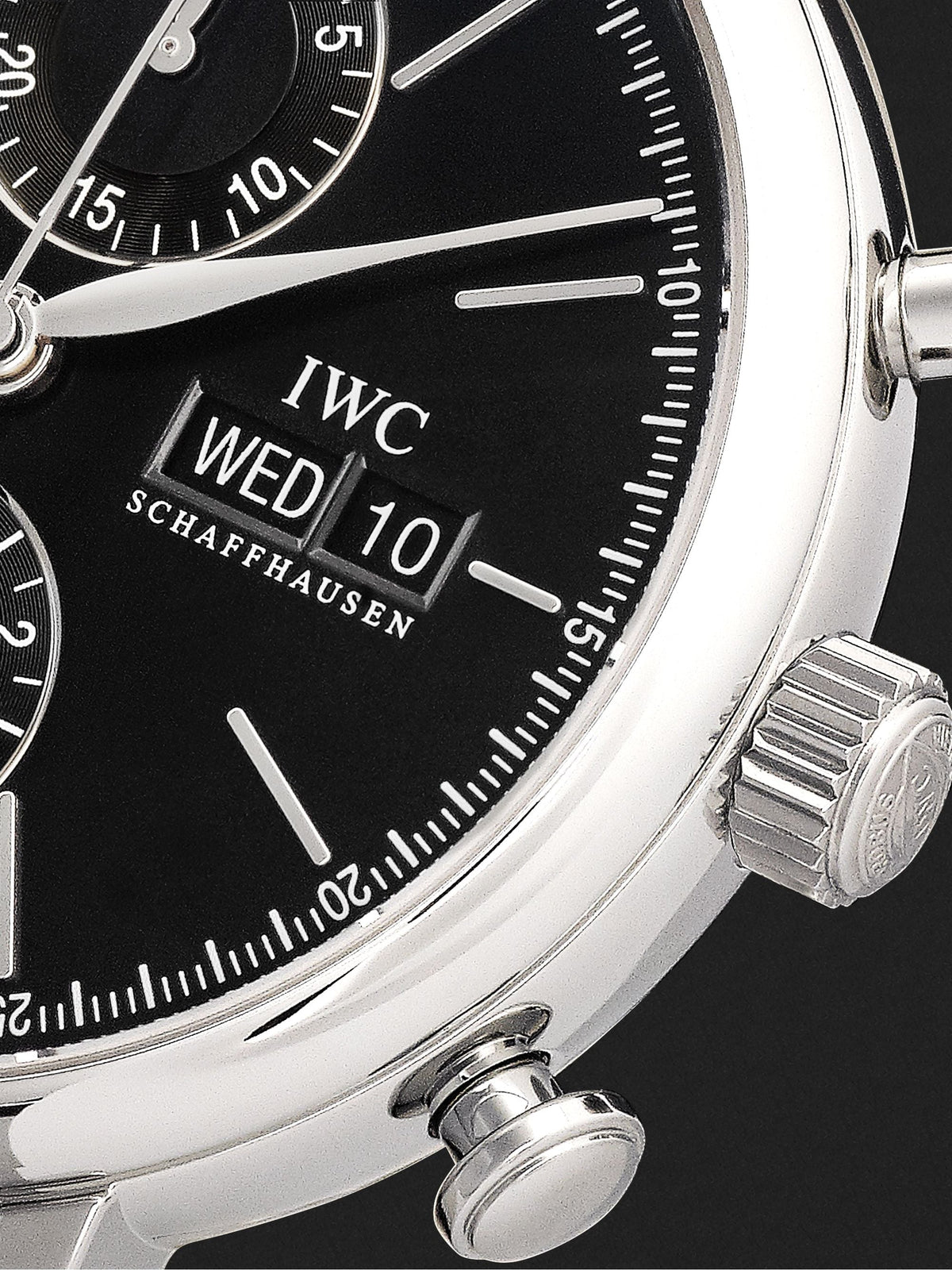 Shop Authentic IWC Portofino Chronograph Black Dial Black Leather Strap Watch for Men - IW391008 - Luxxuri