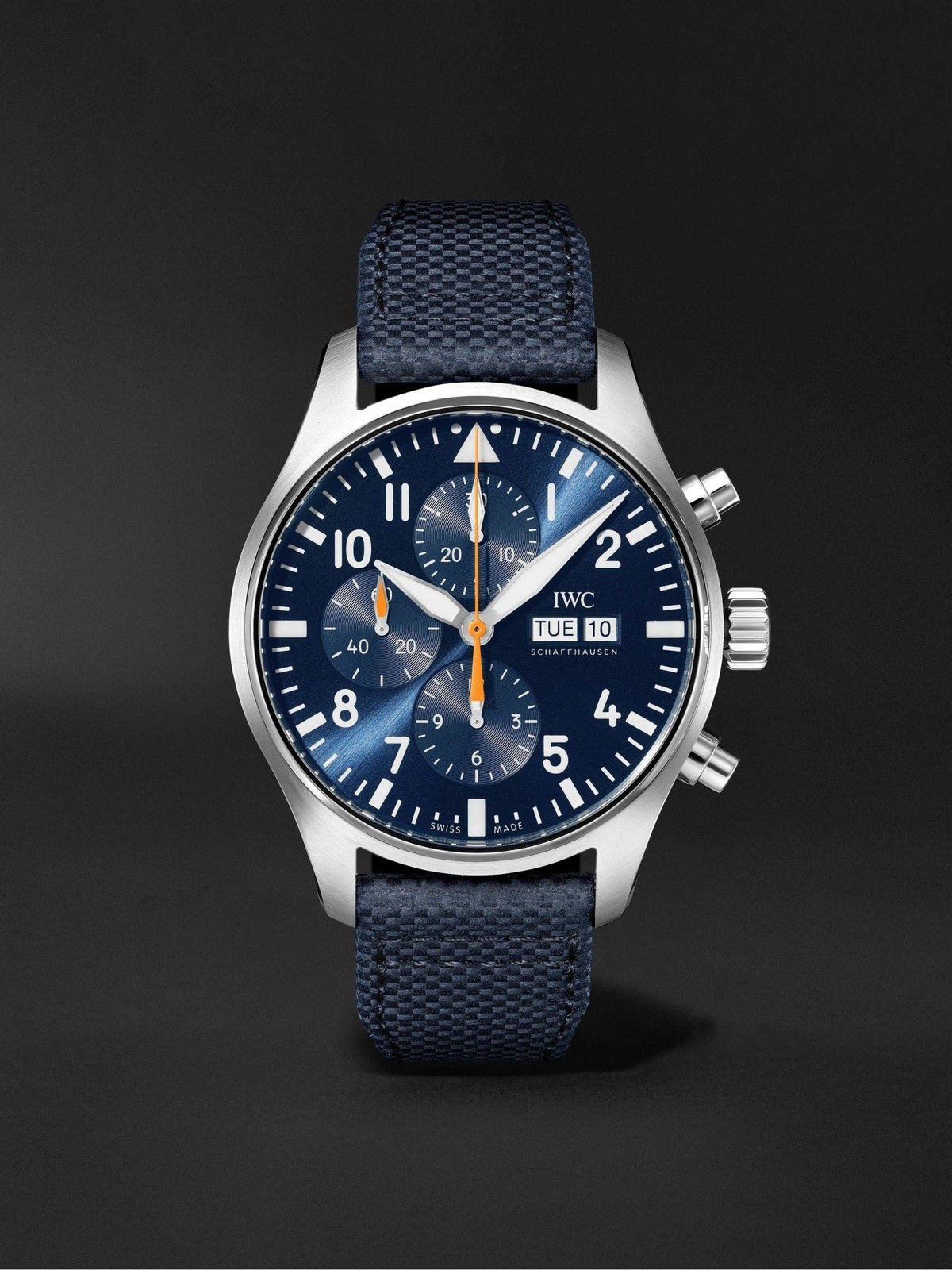 Shop Authentic IWC Pilot's Automatic Chronograph 43mm Blue Dial Blue Calfskin Strap Watch for Men - IW377729 - Luxxuri