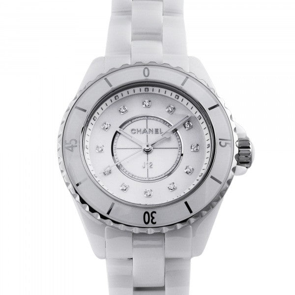 Shop Authentic Chanel J12 Diamonds Mother of Pearl White Dial White Steel Strap Watch for Women - J12 H5704 - Luxxuri